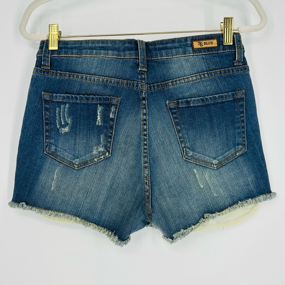 NEW STS Blue High Waisted Distressed Embroidered Denim Stretch Shorts 9 NWT - Picture 2 of 7